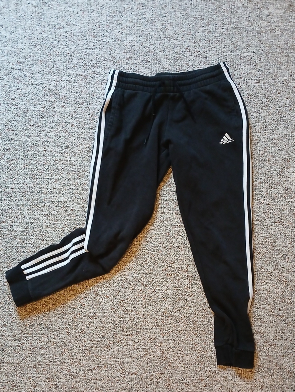 adidas Black Jogger Sweatpants with White Stripes